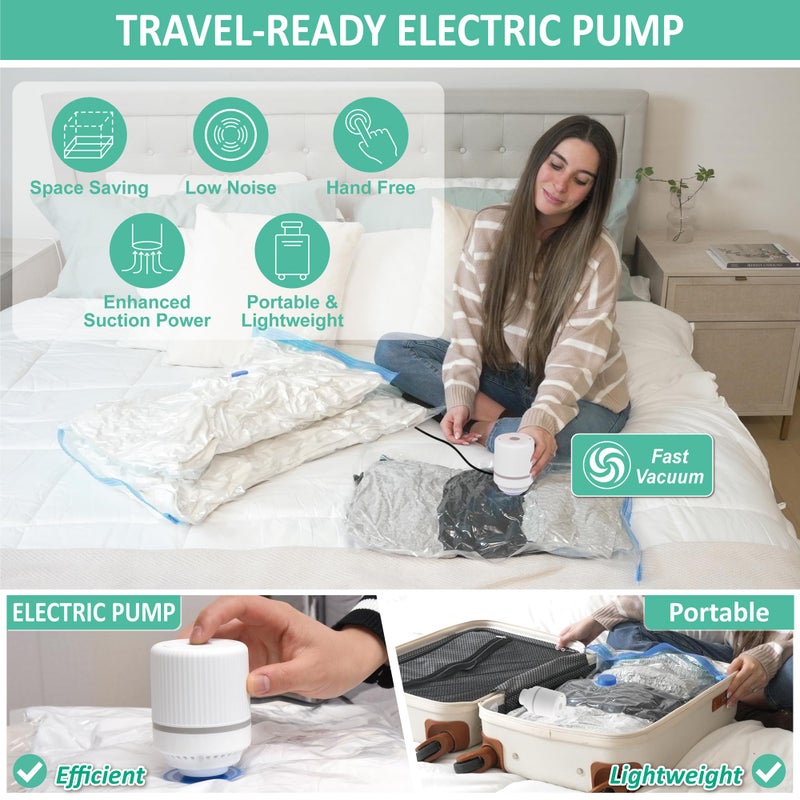 Cozy Essential 20 Pack Vacuum Storage Bags with Electric Pump  Vacuum Seal Space Saver Bags for Clothing  Pillows  Blanket  Bedding  Comforters - Image 3